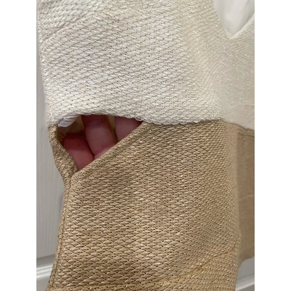 Drew Colorblock Woven Cutout Tank Blouse Cream Tan V Neck Lined Sz XS - Picture 3 of 8